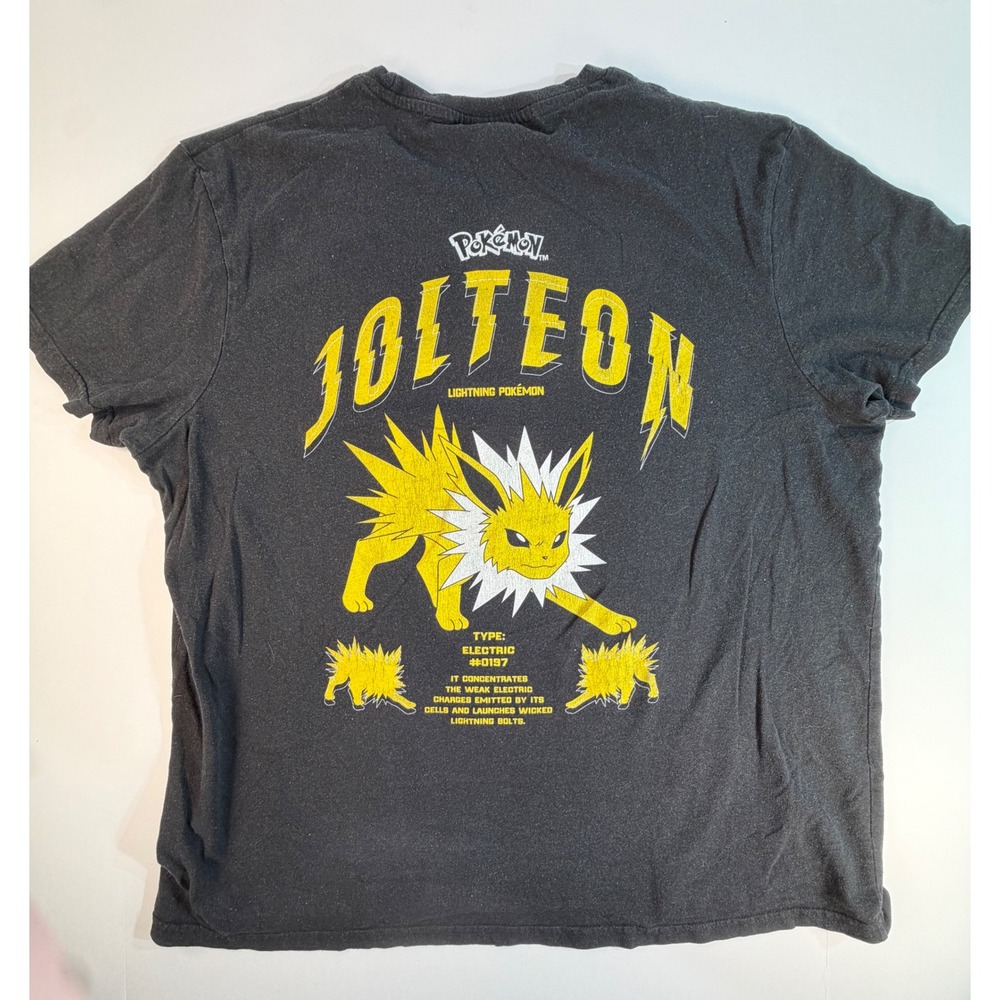 Pokemon Jolteon Graphic T-Shirt Charcoal Gray Electric Type Eeveelution XL